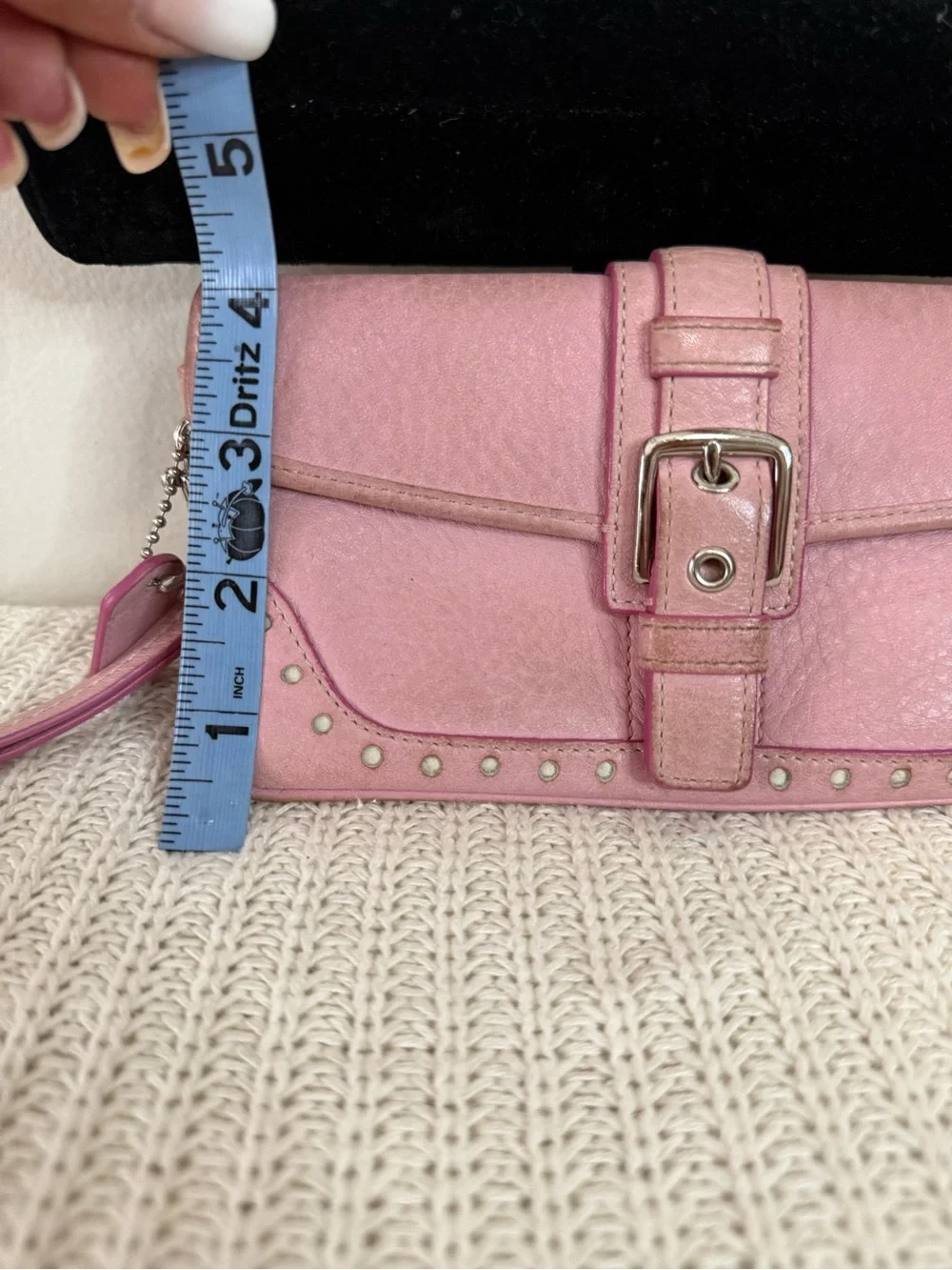 Coach Hamilton light Pink Leather Wristlet Clutch/wrirtlet with Studded Detail